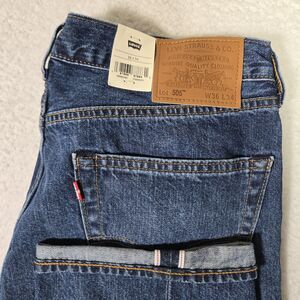 Levis Premium 505 Regular Fit Mens 36x34 Selvedge Denim Straight Leg Jeans